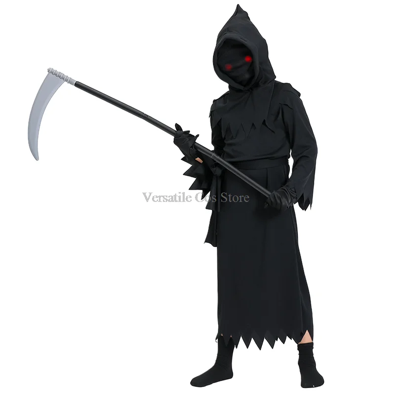 New Children's Halloween Cos Costume Grim Reaper Costume Cosplay Props Sickle Clothes Stage Performance Costume