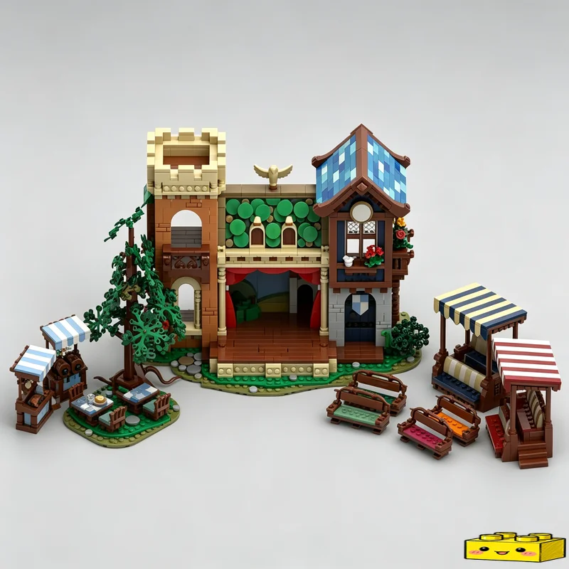 NEW 2888 PCS MOC Festival Stage Theatre Building Model Custom Puzzle Architecture DIY Assembly Educational Toy Collection Gifts