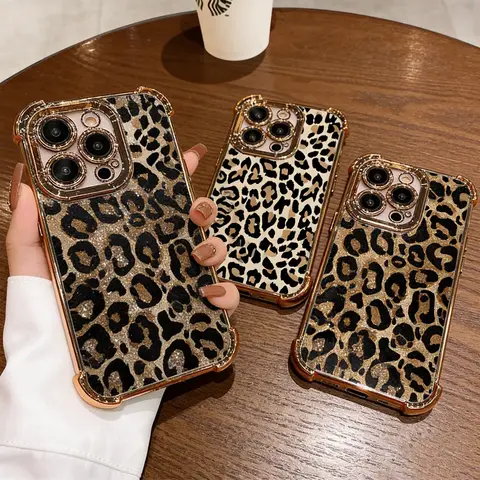 Retro Gold Leopard Print Plating Phone Case For Xiaomi Redmi 15 A3 15C 14C 13C K50 A1 Note 15 14 13 12 Pro Plus 4G 5G Anti