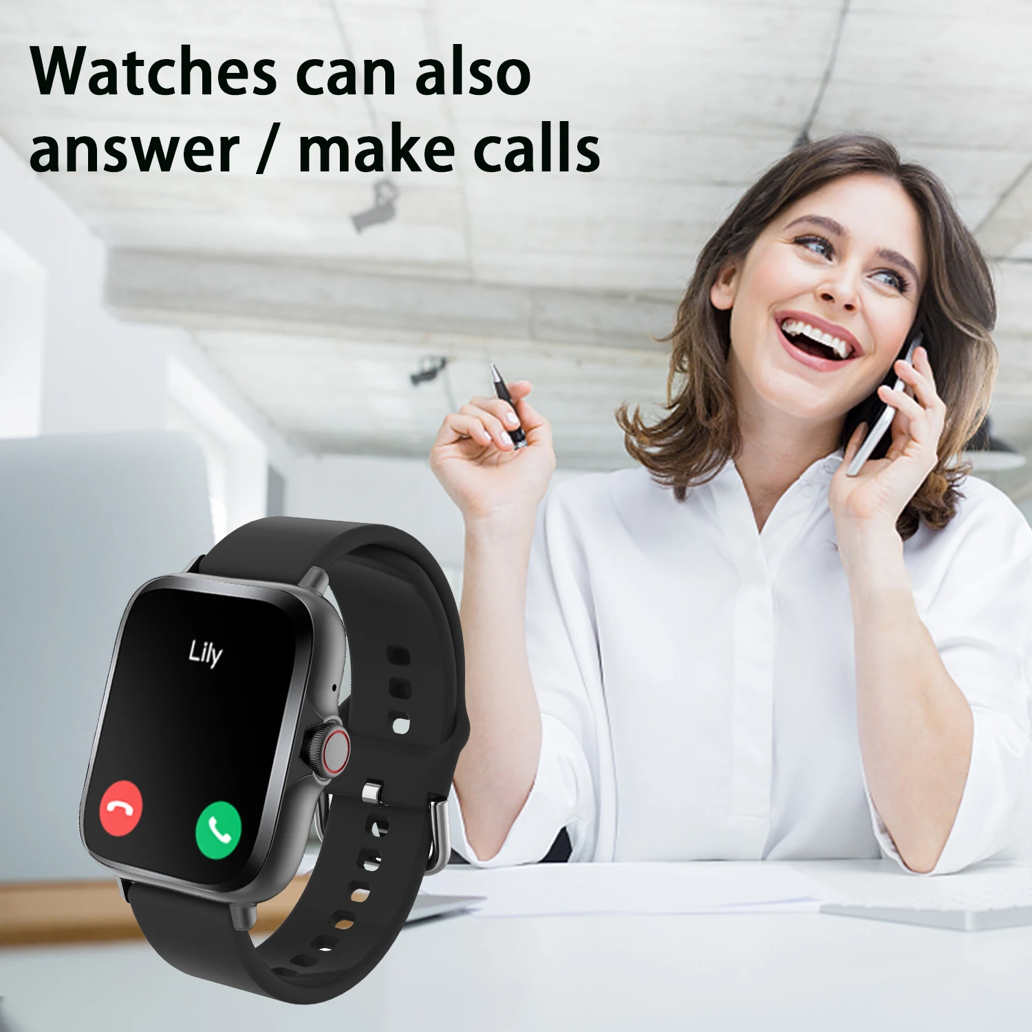 Smart watch, wireless calling /dial, multi -Sport mode, calling reminder and rejection, SMS reminder, for iPhone/Andriod