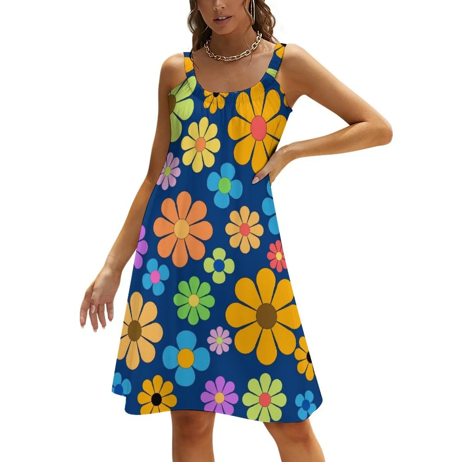 

Flower Power- Retro 60s 70s flowers Beach Sling Skirt Women's summer suit summer dresses ladies 2024 women's evening dresses