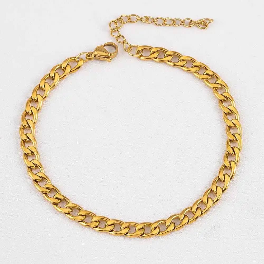 1pc Stainless Steel Adjustable Bracelet Base Trend Cuban Thick Chain Extension Chain Lobster Clasp DIY Jewelry Making Supplies