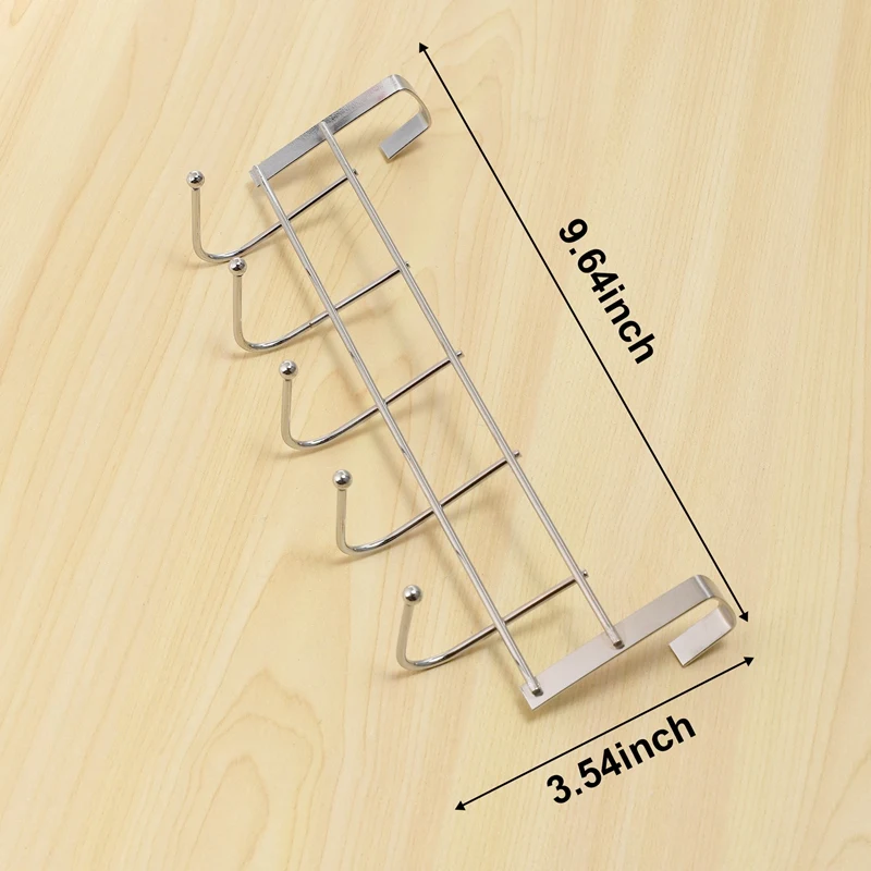 Over The Door 5 Hooks Home Bathroom Organizer Rack Clothes Coat Hat Towel Hanger Stainless Steel Good Load-Bearing