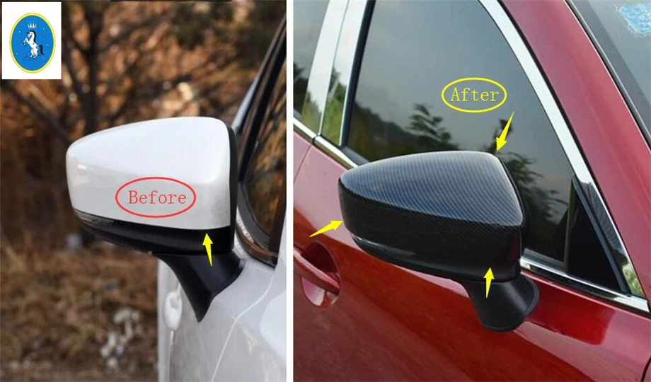 

Yimaautotrims Auto Accessory Wing Case Rearview Mirror Protection Shell Cap Cover Trim For Mazda 3 Sedan Hatchback 2014 - 2018