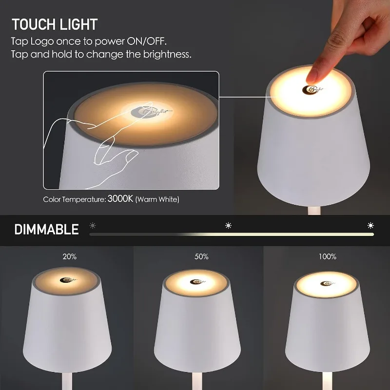 Draadloze LED-vloerlamp voor buiten/binnen, oplaadbaar, waterbestendig, dimbaar, draaglicht, in hoogte verstelbare standaardlamp