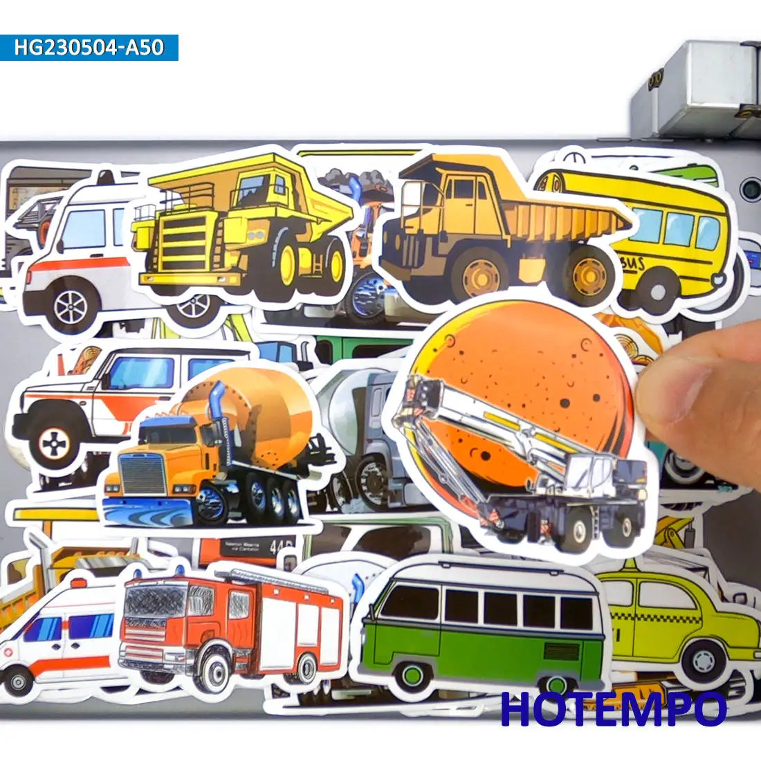 20/30/50Pieces Cute Vehicle Decals Truck Van Bus Mixed Car Cartoon Stickers for Kids Scrapbook Luggage Bike Phone Laptop Sticker