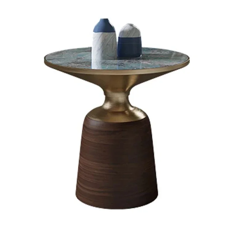 Rock slab light luxury round coffee table, modern simple coffee table, new exquisite household corner table
