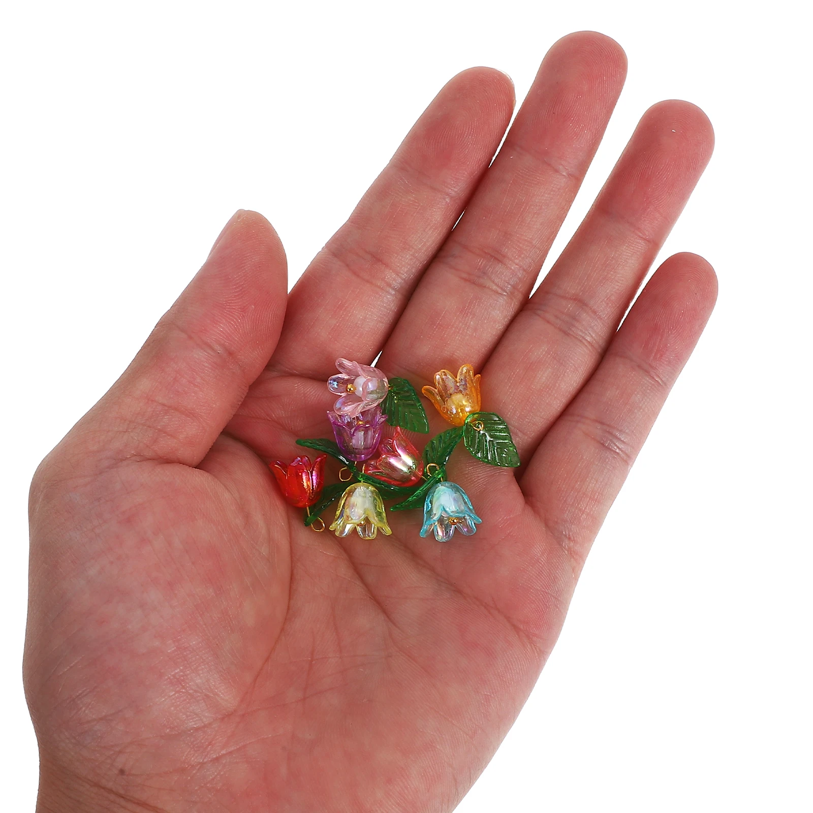

60Pcs Bell Flower Charm Acrylic 3D Leaf Pendants Jewelry Making Bracelets Necklaces Keychains DIY Craft Accessories