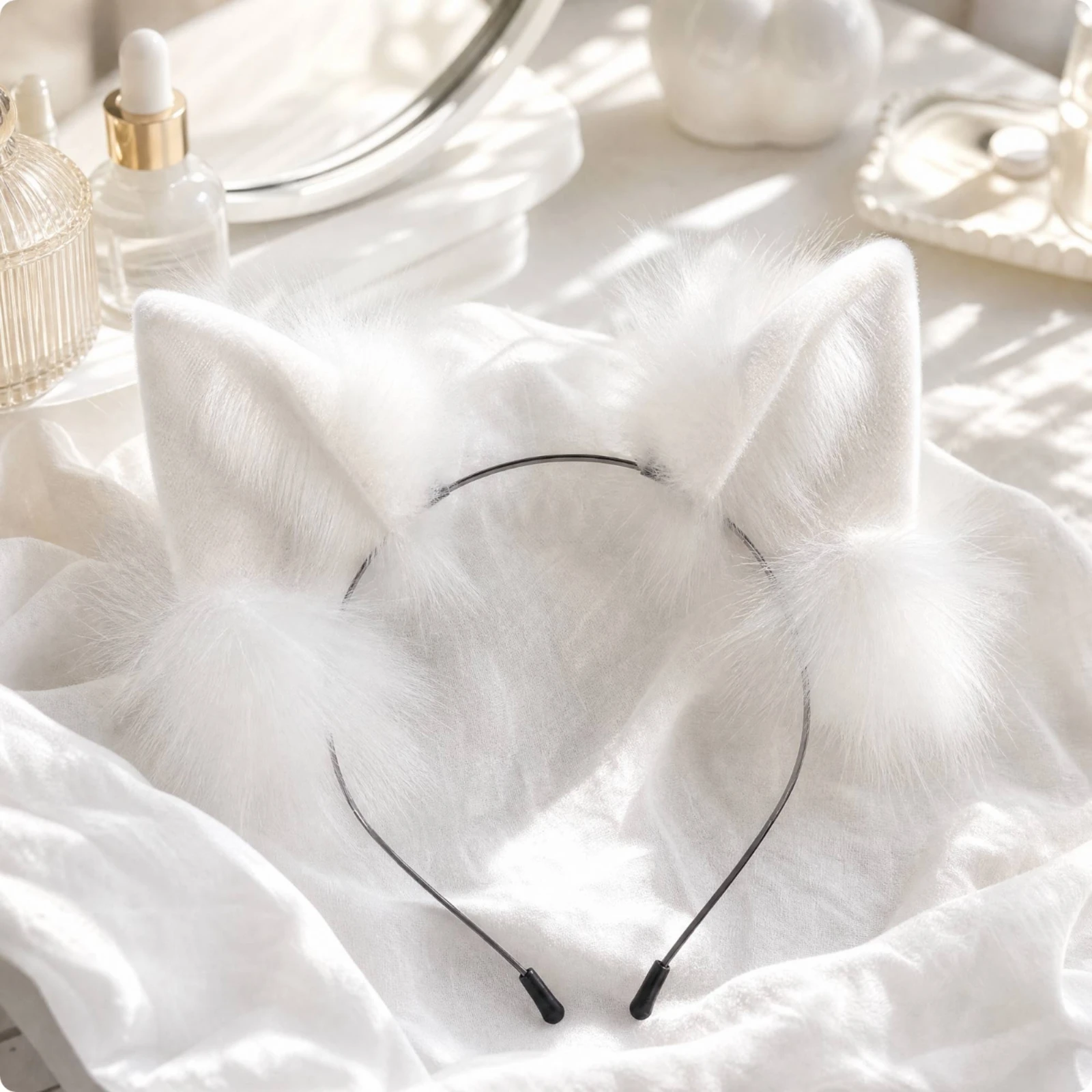 Faux-Fleece Ear Headband Soft Animal Ear Headband Costume Accessory Eye-Catching Hair Hoop Cute for Cosplay, Themed Events