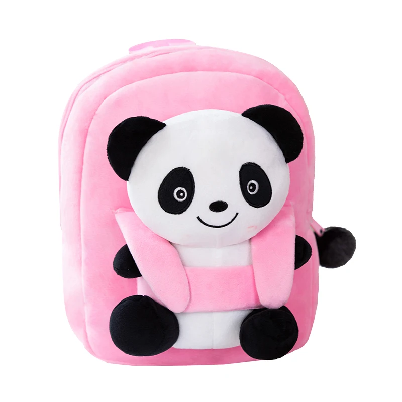 Cartoon Panda Bear Backpack Schoolbag Plushie Red Yellow Black Pink Cartoon Animal Bag Double Shoulder Shopping Wallet Gift