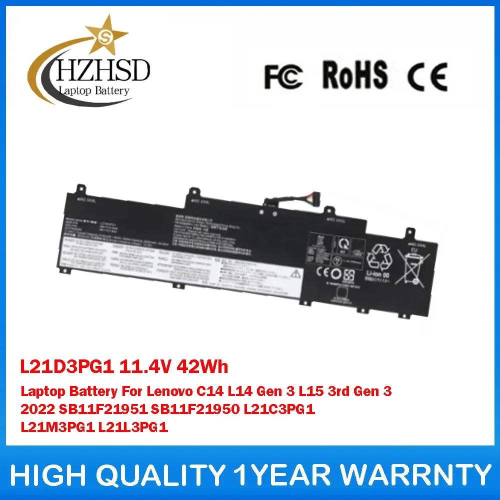 

L21D3PG1 11.4V 42Wh Laptop Battery For Lenovo C14 L14 Gen 3 L15 3rd Gen 3 2022 SB11F21951 SB11F21950 L21C3PG1 L21M3PG1 L21L3PG1