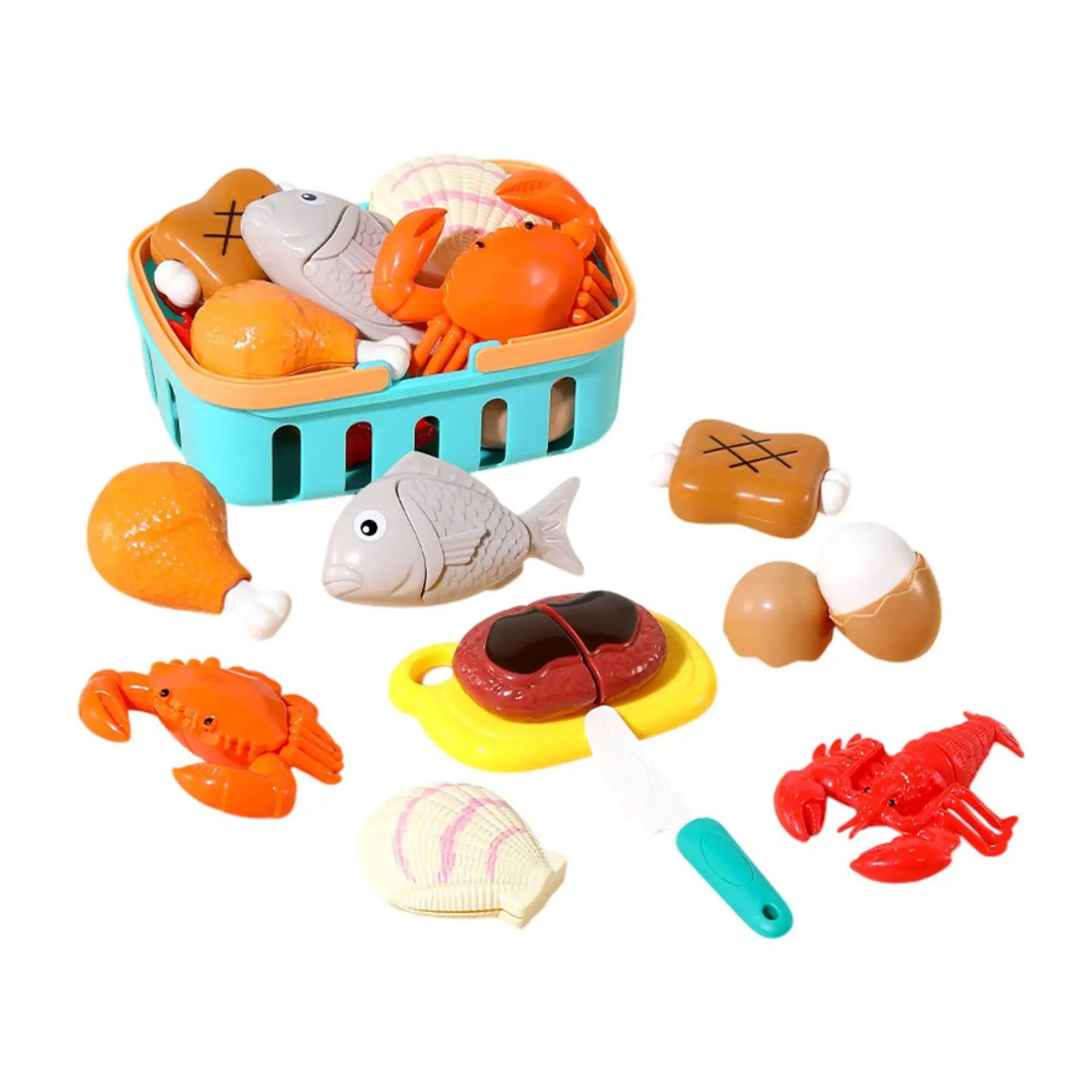 Corte de brinquedos de comida, jogos educativos, suprimentos leves com cor de cesta