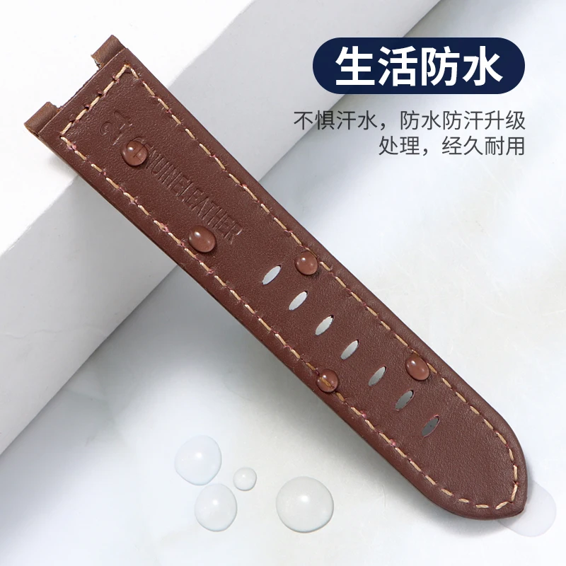 حزام من الجلد الطبيعي لساعات بيل آند روس المربعة BR05C/BR05A، حزام ساعة كبير الحجم ممتد الطول من جلد البقر 26 × 12 ملم