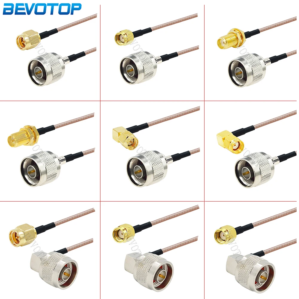 ขั้วต่อ RG316 L16 N ตัวผู้เป็น SMA ตัวผู้/ตัวเมีย50โอห์มการสูญเสียต่ำสายโคแอกเซียลสาย RG-316โคแอกเซียลหางเปียจัมเปอร์10ซม.-30ม.