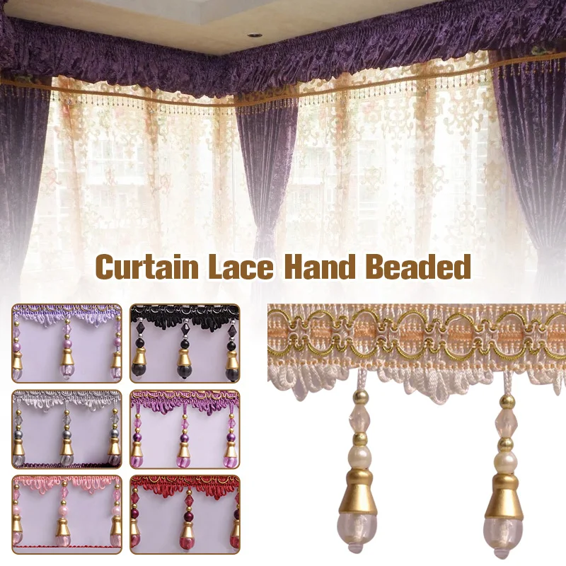 

11M Crystal Beaded Lace Tassel Ribbon Trim Fringe DIY Sewing Curtain Accessories Upholstery Material Lampshade Tablecloth Decor