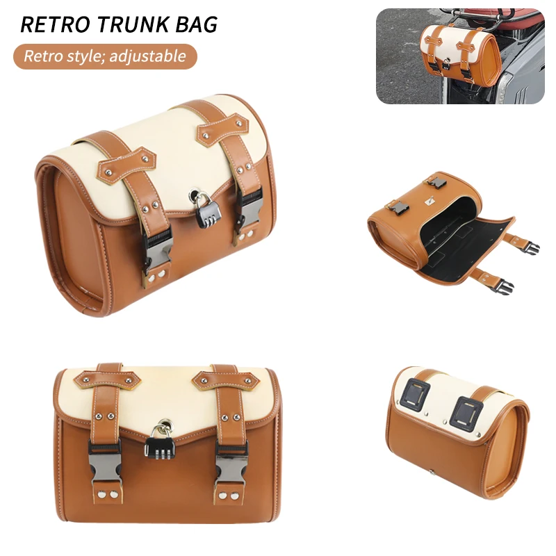 

Motorcycle Rear Seat Bag Moto Hanging Bag Retro Universal High-capacity Rear Shelf Saddle Bag Motorcycle with Straps