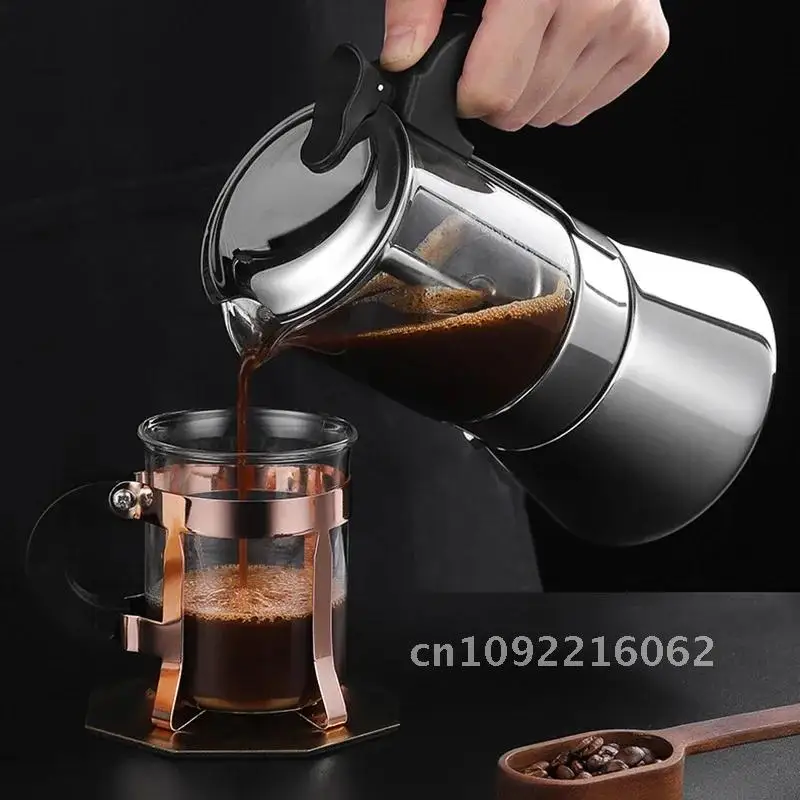 

Stainless Steel Glass Coffee Maker CoffeePot Pot Moka Coffee Brewer Coffee Stove Latte CoffeeTools Kettle Percolator Makers