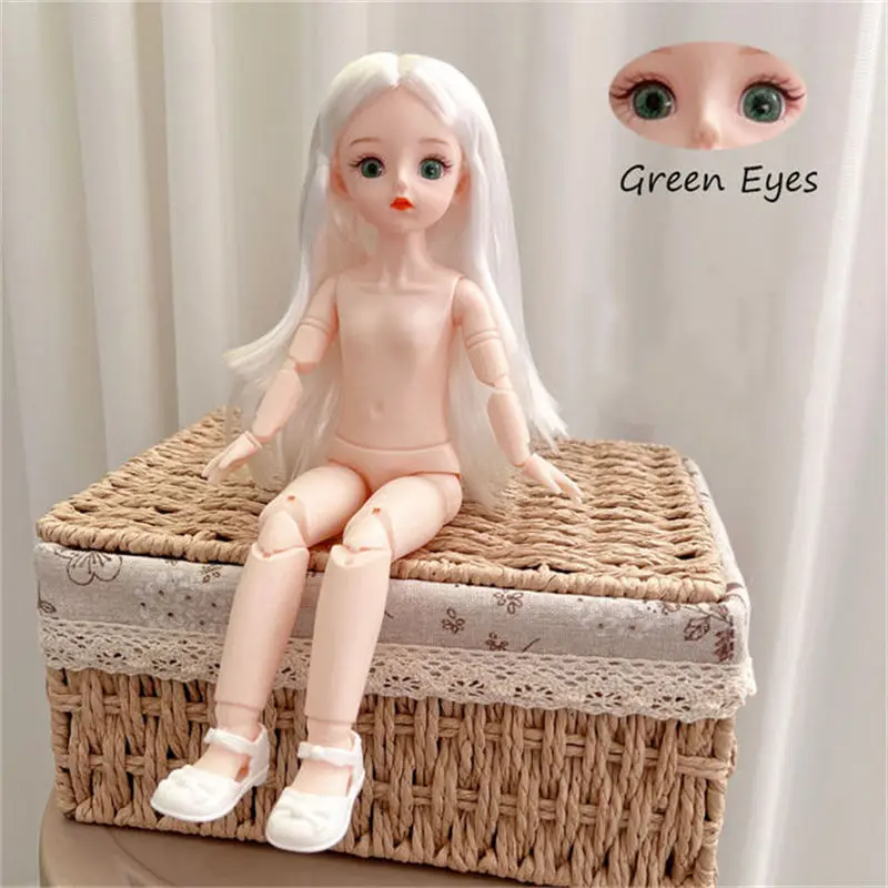 Boneca Hexagon Nude BJD com Múltiplas Articulações Removíveis, 3D, Cinza, Verde, Roxo, Azul, Olhos Atraentes, Brinquedo para Meninas, Presente de Aniversário, 1: 6,30 cm