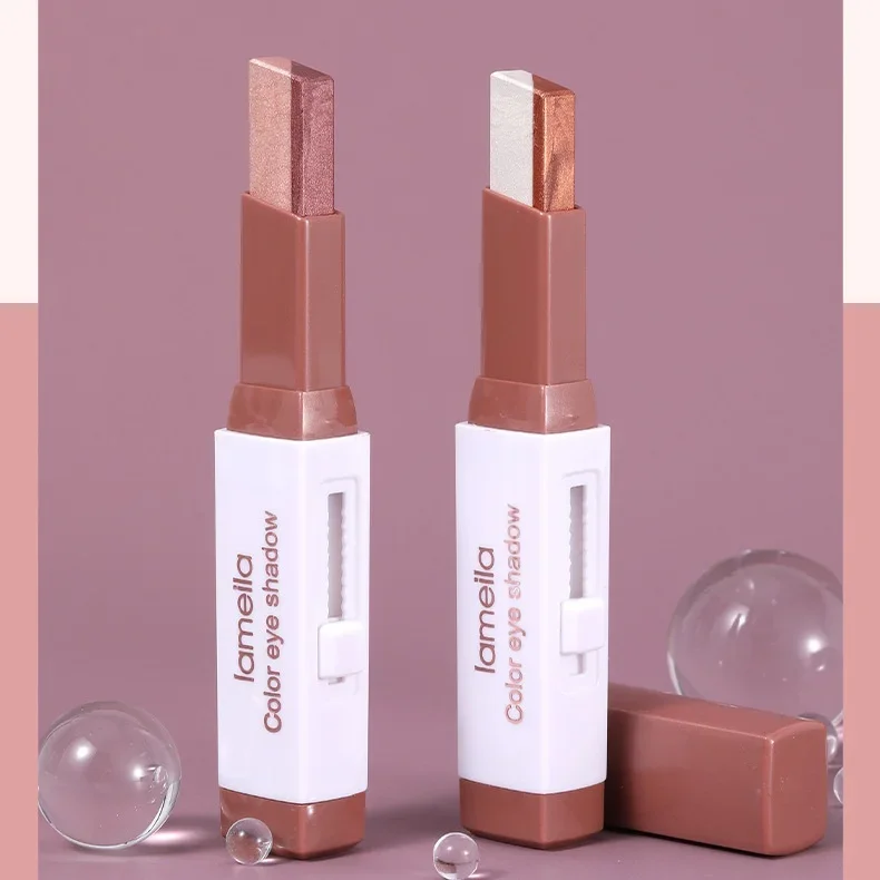 New Diamond Eye Shadow Makeup Waterproof Long Lasting Shiny Glitter Shimmer Lying Two Color Eye Shadow Stick