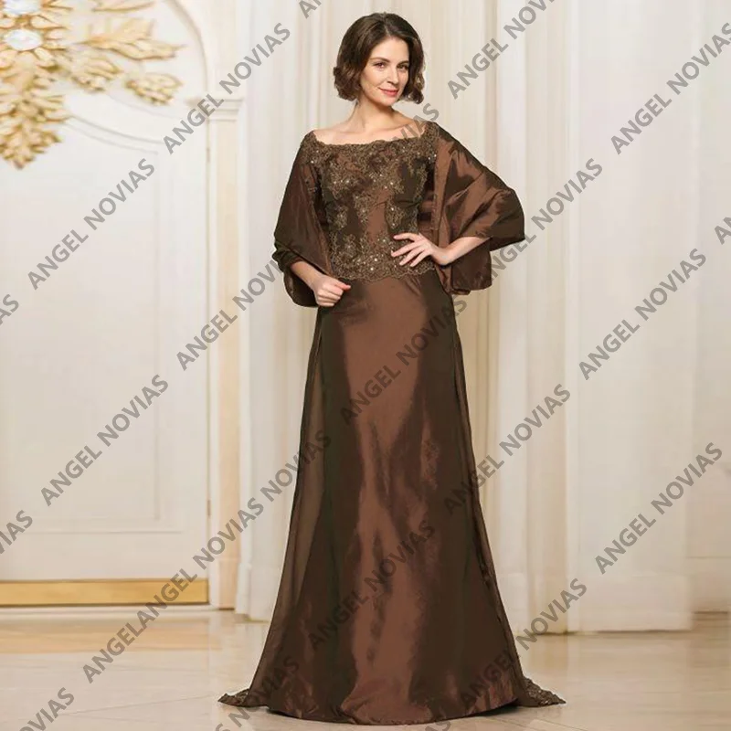 

Customized Lon Mermaid Brown Mother of the Bride Dresses with Jacket Wedding Guest Gowns Appliques Vestido De Festa De Casamento