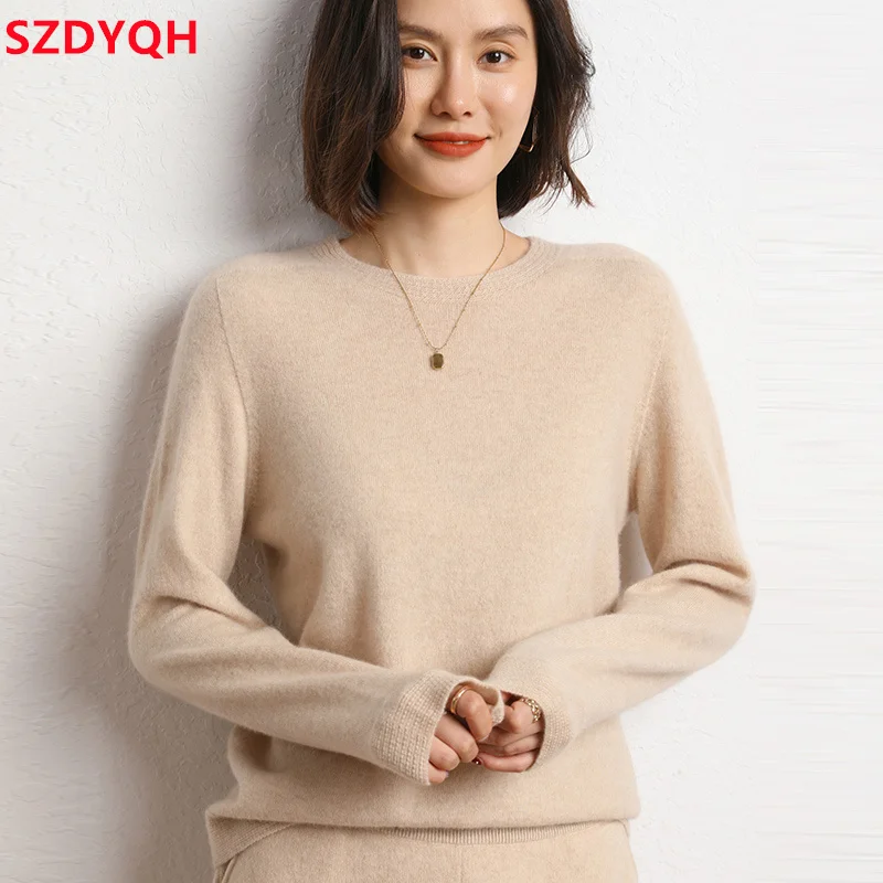 2023 Autumn Winter Women\'s 100% Cashmere Sweater O-Neck High Quality Soft Warm Pullover Female Solid Casual Knitted Jumper Tops