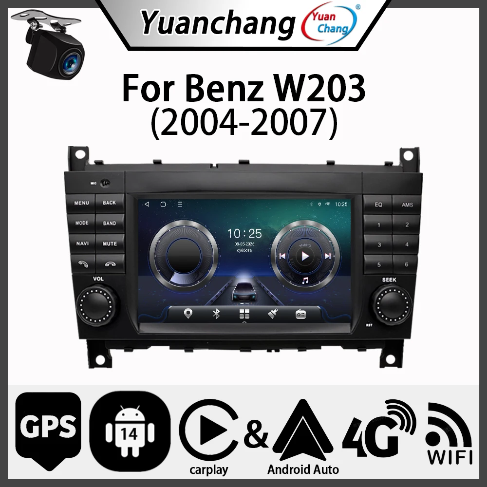 مشغل وسائط متعددة للسيارة لاسلكي Android14 WIFI Auto Stereo GPS، مناسب لسيارة Mercedes Benz C-Class W203 CLC W203 2004-2007 #1