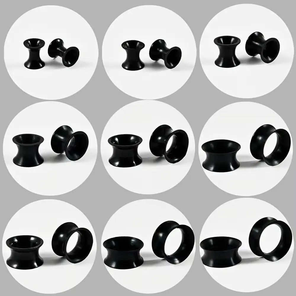 1Pair Flexible Soft Thin Silicone Ear Tunnel Earrings Expander Round Hollow Double Flare Ear Simple Unisex Decoration Jewelry