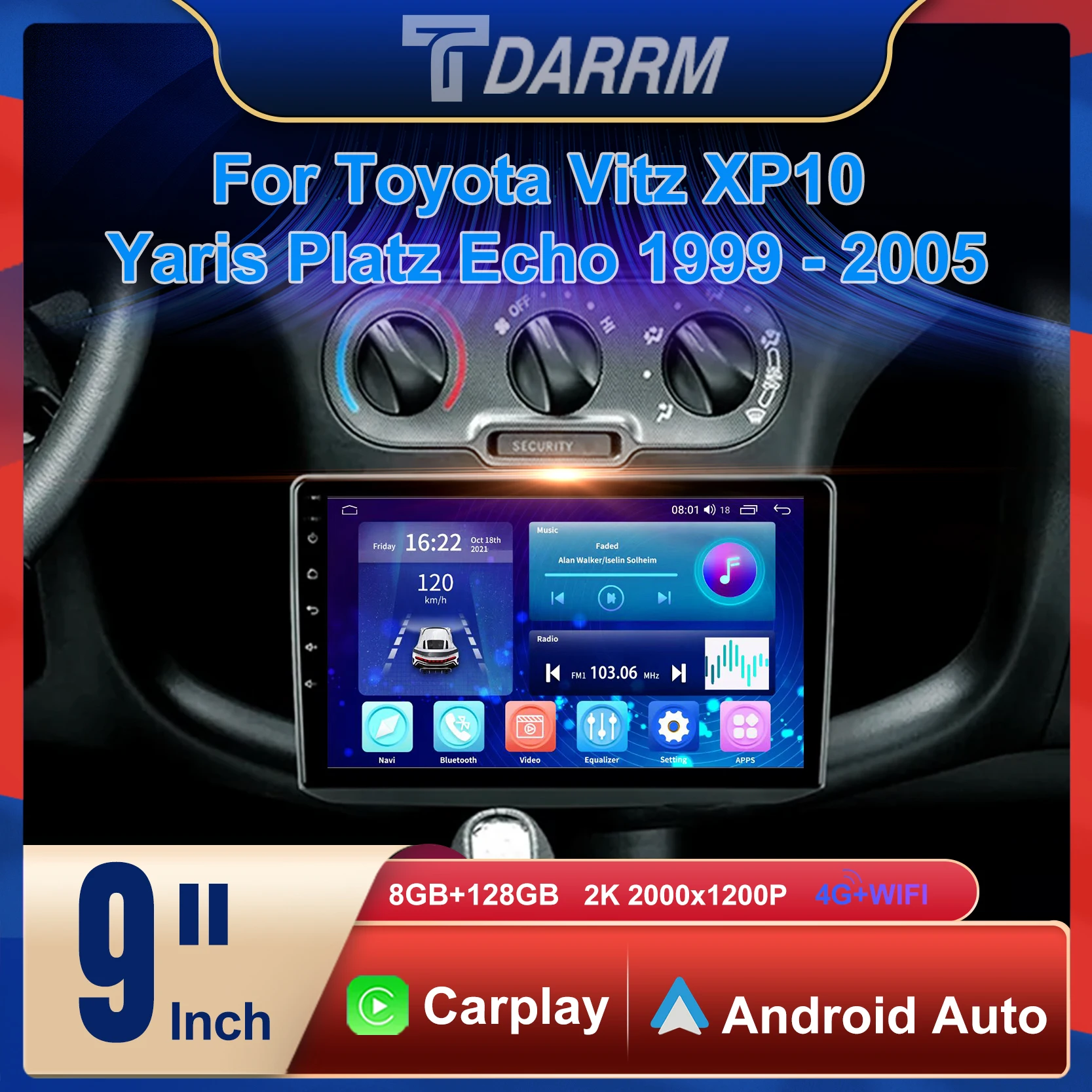 

Car Radio Android 12 Video Player Head Unit Stereo GPS Multimedia For Toyota Vitz XP10 Yaris Platz Echo 1999 - 2005