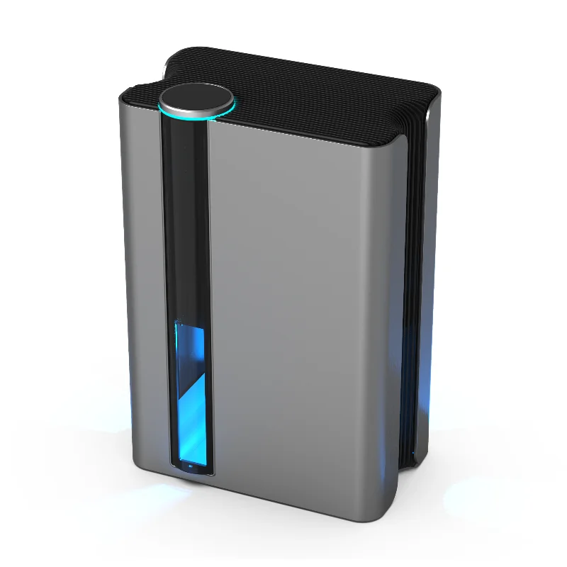 Compact intelligent dehumidifier adjustable humidity control and home office basement 7-color light quiet operation