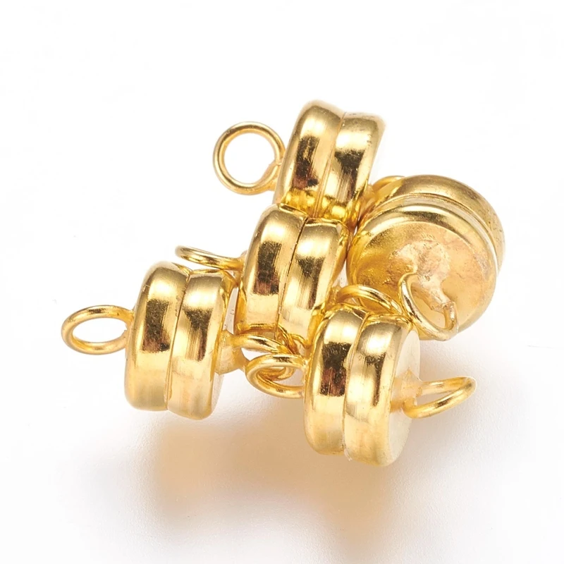 50 Sets Mixed Color Brass Magnetic Clasps Flat Round Bracelet Connectors for Jewelry Making DIY Findings 11x7mm Hole: 2mm