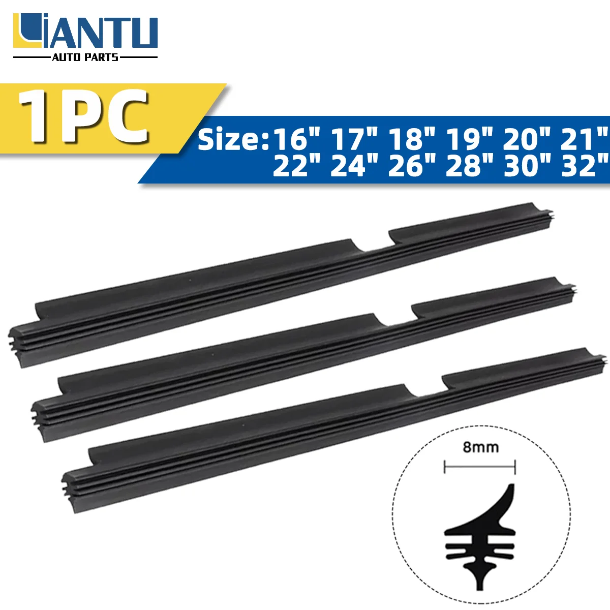 

1pc Rubber Strip Faurecia Type Wiper Blade Rubber Strip 16 "17" 18 "19" 20 "21" 22 "24" 26 "28" 30 "32" Automotive Parts