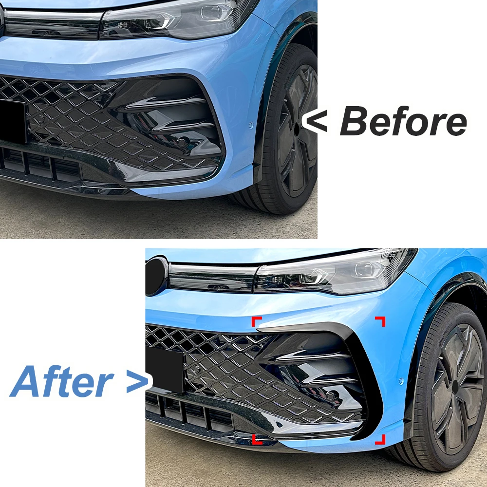 For Volkswagen Tiguan MK3 Rline 2024+ Front Bumper Front Air Knife Grille Spoiler Car Sticker Modification Glossy Black