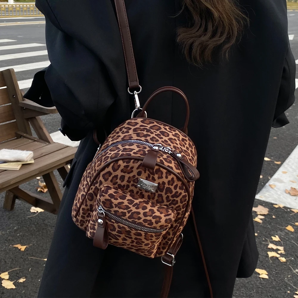 

Осенне-зимний нишевый женский рюкзак с леопардовым принтом, новый универсальный рюкзак, изысканный мини-рюкзак