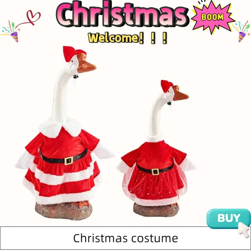 

2025 Рождественский классический костюм гуся на крыльце, нарядный большой белый гусь, реалистичное украшение из белого гуся
