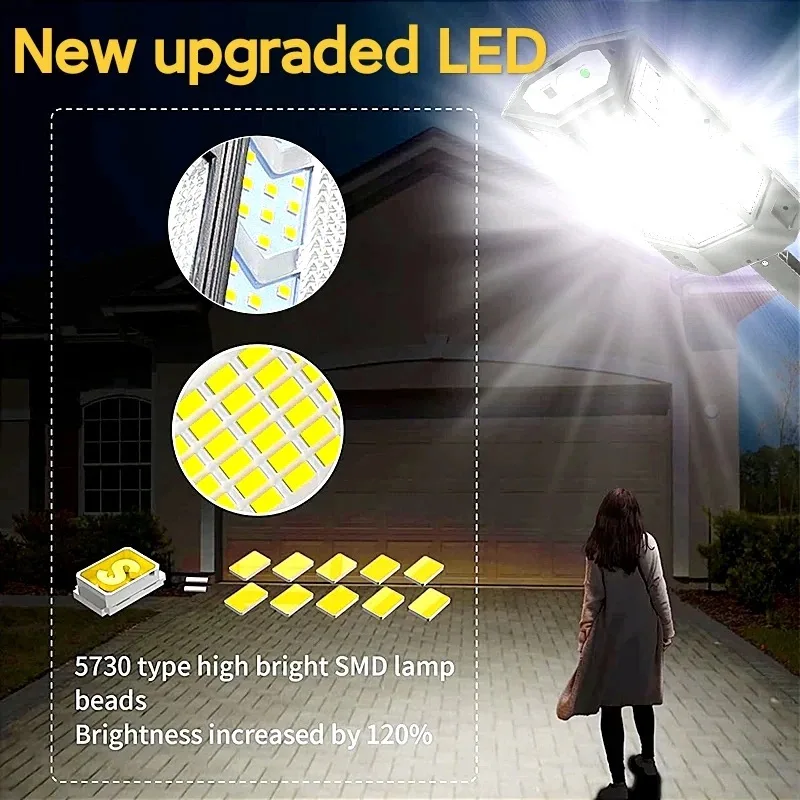 Powerful Solar Lights Outdoor Smart Motion Sensor Solar LED Wall Lamp Garden Yard Street Light Waterproof IPX65 Sunlight Lantern