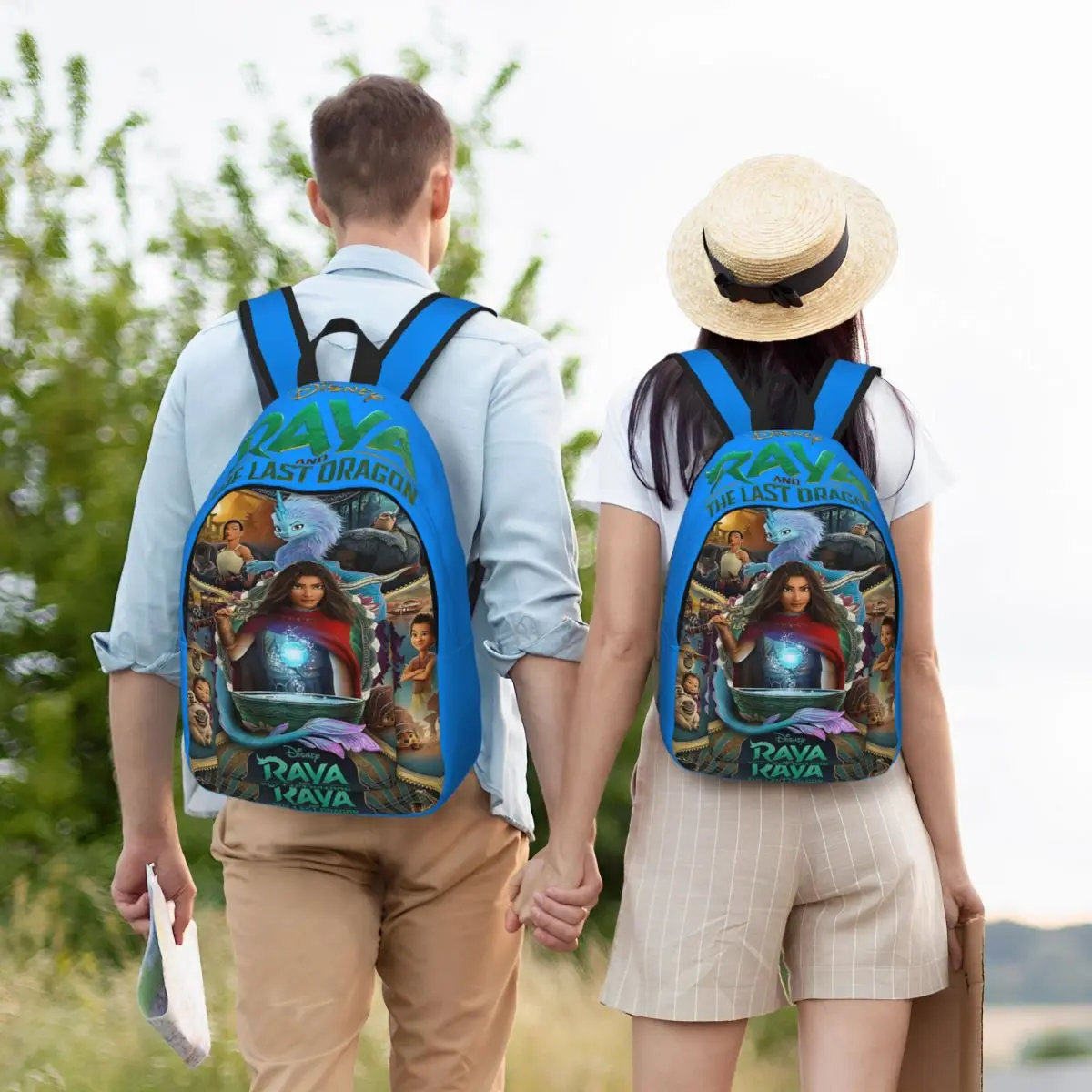 Vintage famosi film Disney zaino per la chiusura con cerniera della scuola Raya e l'ultimo drago per uomo donna Bookbag regalo