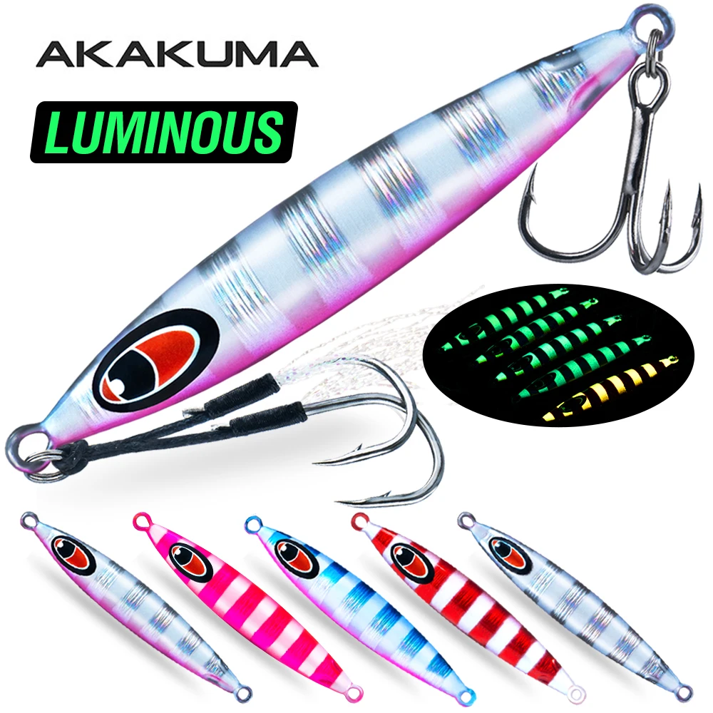 5Pcs Luminous Fishing Jig 10g-60g Jigging Lures Artificial Hard Bait Metal Casting Lure with Sharp Hook