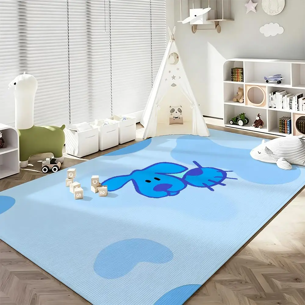 Tapis de sol en flanelle douce de dessin animé B-Blue's C-Clues, tapis de porte d'entrée antidérapant et absorbant, tapis de sol pour salle de bain et chambre à coucher