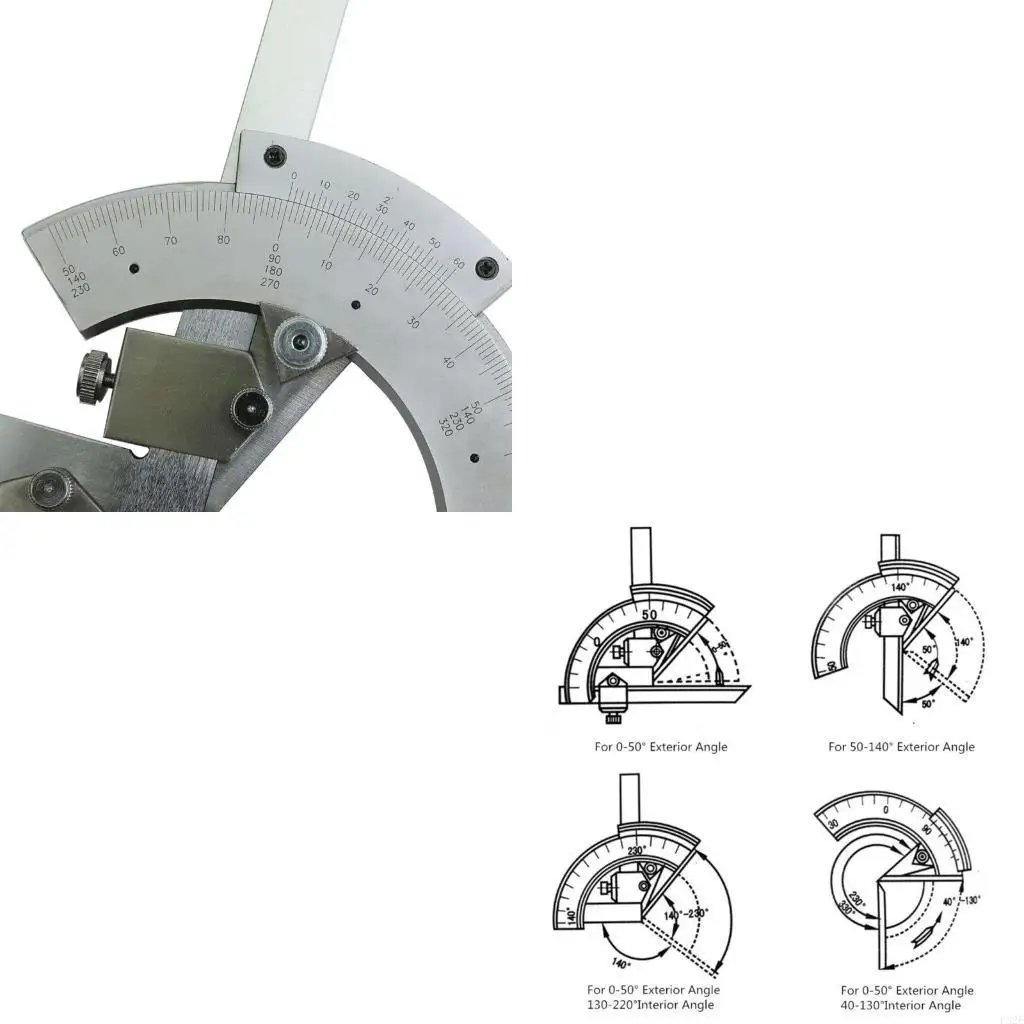 

P82E Metal Vernier Bevel Protractor 0-320° Angles Measure Rulers Instrument Tool
