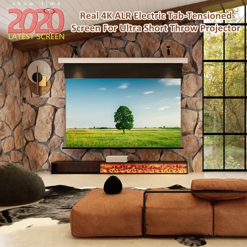 

72-150 inch Motorized Drop Down Screen 0.85 Gain ALR UST Ultra Short Throw Wemax Optoma 4K Laser TV Projection Screen