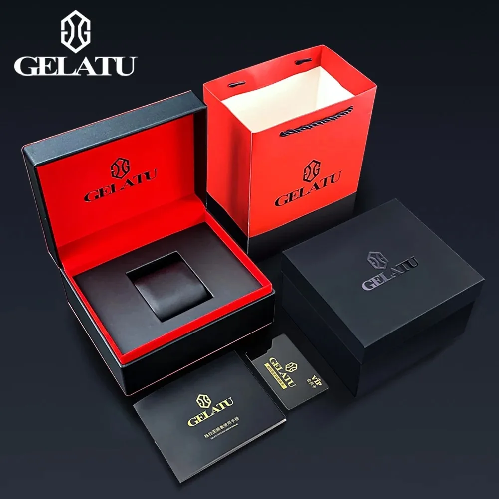 GELATU 6007 Top Marca de Luxo Relógio Masculino À Prova D 'Água Totalmente Automático Relógio Mecânico para Homem Esqueleto Safira Relógios Originais