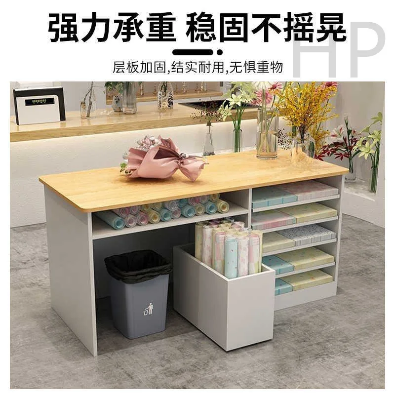 Flower shop checkout page Workbench shop special table shop flower arrangement wrapping paper storage console