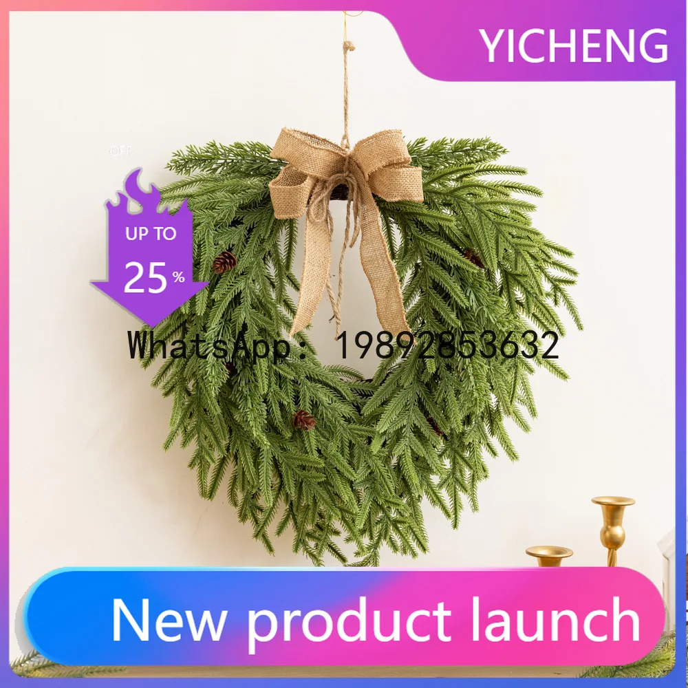 

PYJ Christmas decoration hand-feeling material heart-shaped wreath home front door hanging decoration--2pcs