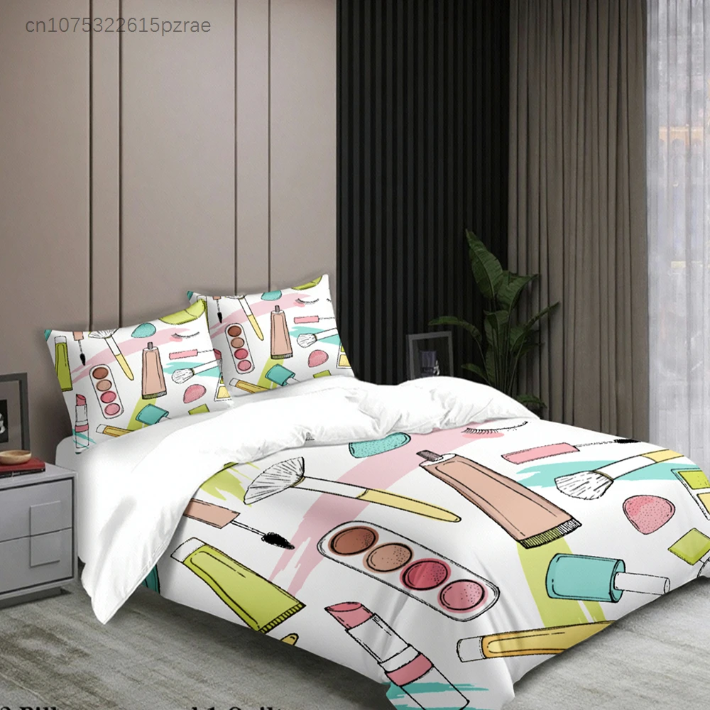 3pcs Fashion Bedding Sets 3D Printed Perfume Bottle Heart Makeup Duvet Cover Sets With Pillowcases No Filling