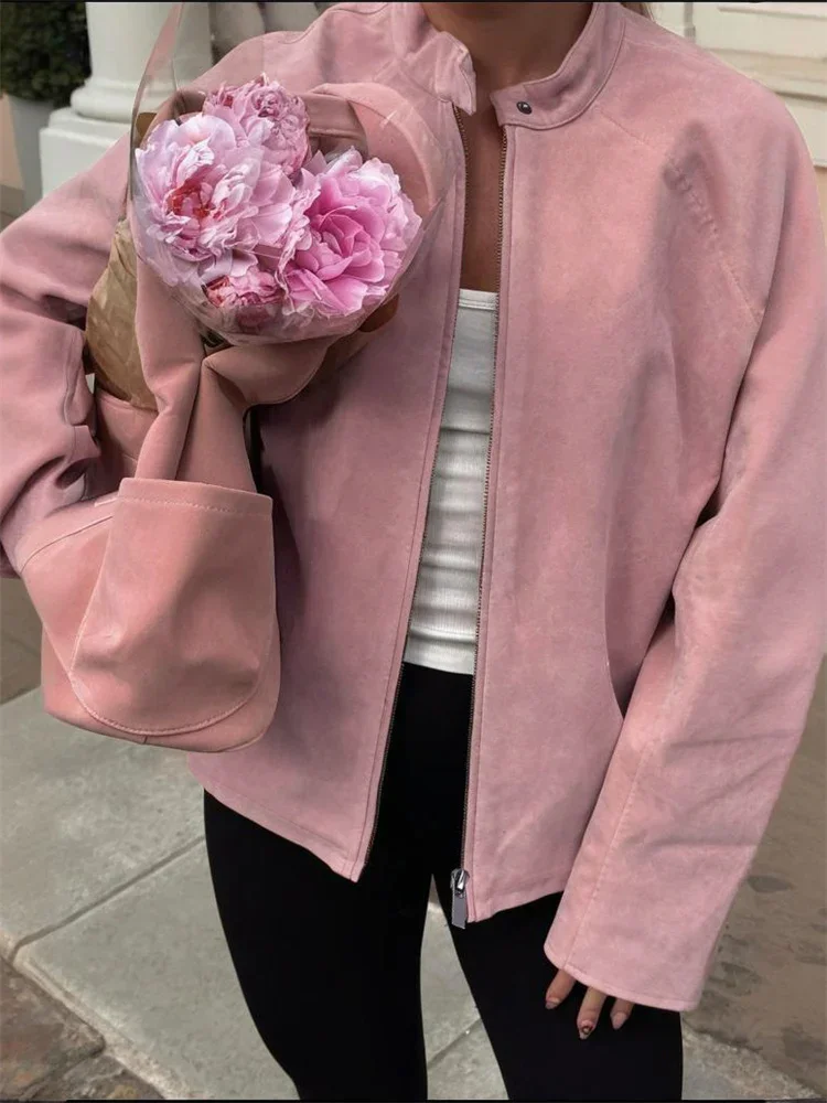 Fashion Solid Autumn Outwear Jackets For Women Loose Pocket Long Sleeve Zipper Cardigan Coat Female Commute Casual Jackets