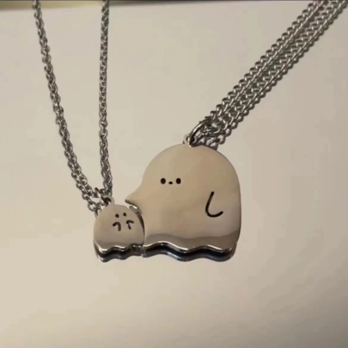 Fashionable and Unique Design Sense: Little Monster Ghost Couple Necklace Cute Splice As A Gift for Girlfriend and Best Friend