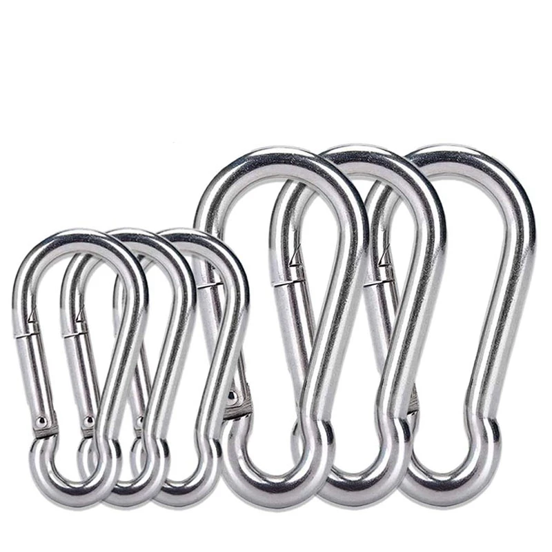 4Pcs M6 Spring Snap Hooks Heavy Duty Stainless Steel 304 Swing Set & 6Pcs Stainless Steel Spring Snap Hook Carabiner