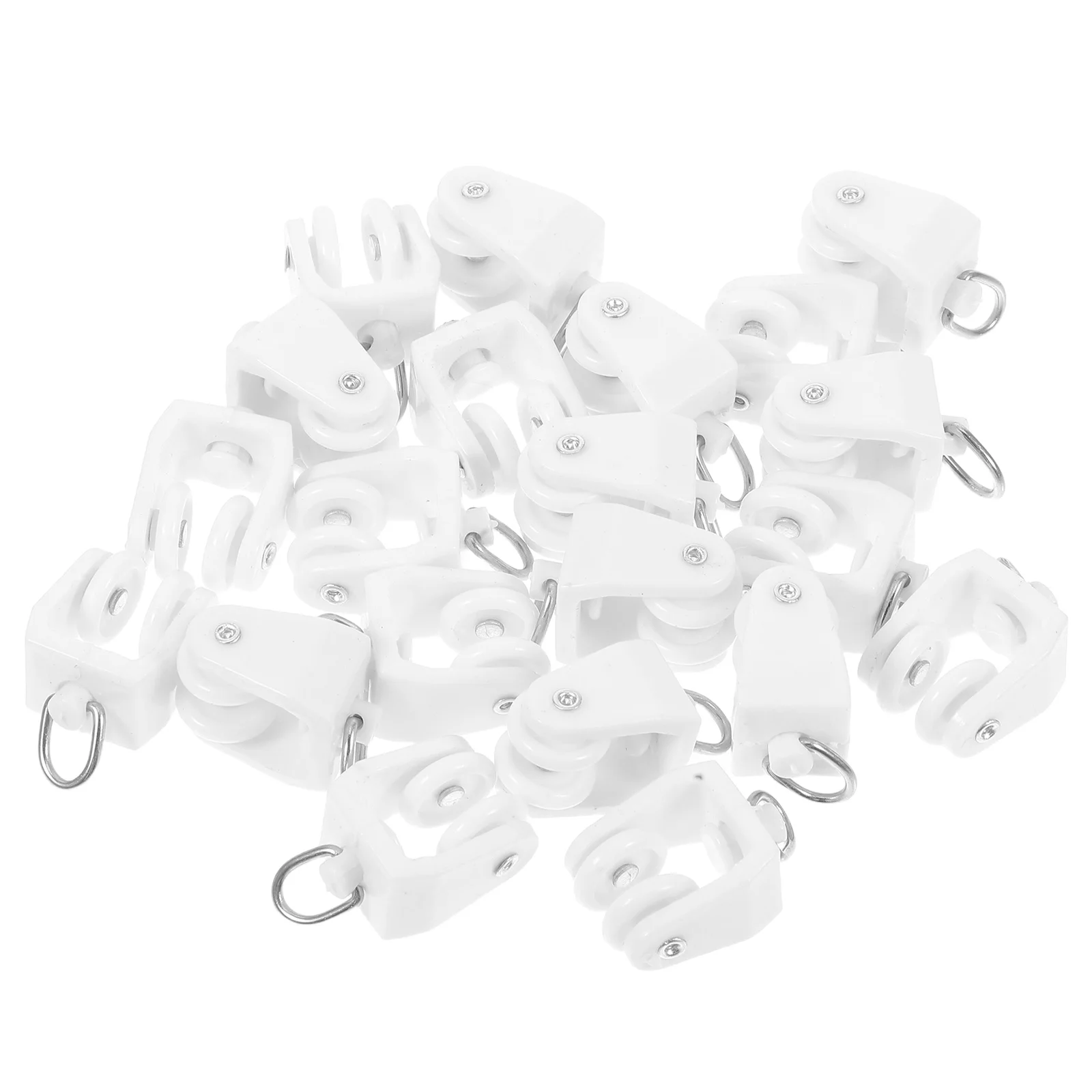 

20pcs Curtain Rollers Rail Gliders Pulley Inserts Rod System Ceiling Hooks Plastic Track Quiet Smooth Durable Easy Installation