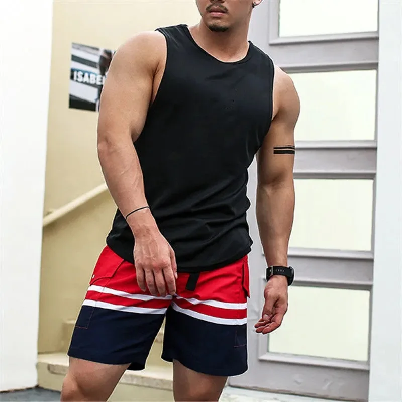 Mens Tank Tops Ice Silk Quick-Drying Sleeveless T-Shirt Fitness Sports Breathable Elastic Plus Size Summer Thin Base Blouse