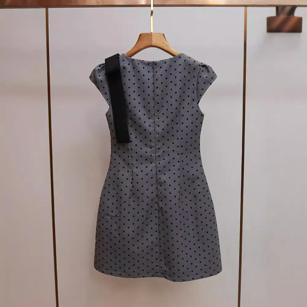 Ele ey Gonna a pois con nodo a vita alta Puffy Sves Commute Sle Faion Summer Dr da donna